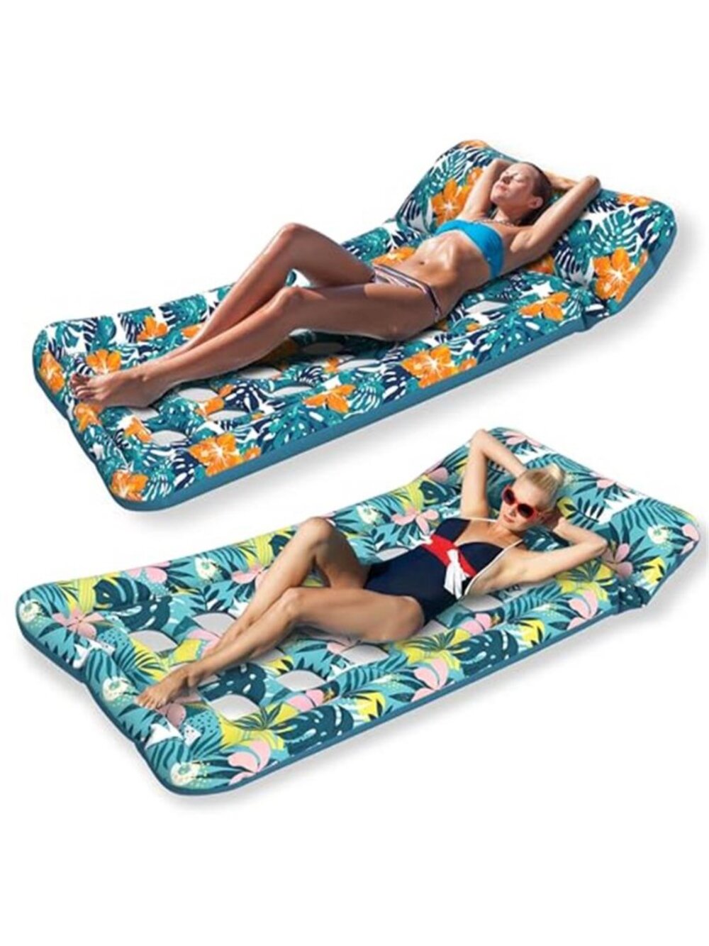 Oversized Pool Float Lounger 2 Pack 73x33 Inflatable Adult Tanning Raft Lake